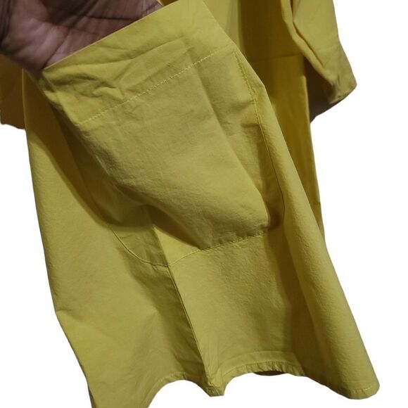 Zara Yellow Tunic Dress Shirt With Ruched Sleeves & Pockets Women's Size Small - Picture 5 of 9